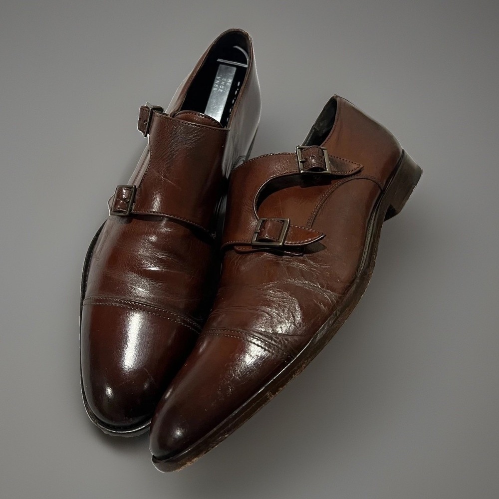 To Boot New York Mens Brown Adam Derrick Double Monk Strap Dress Shoes Size 8.5